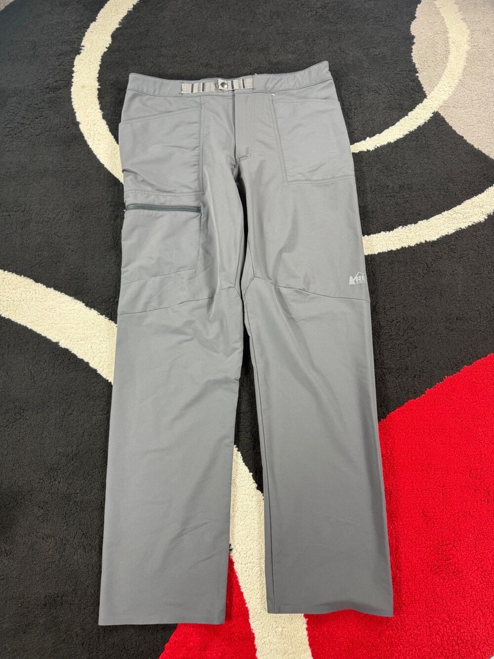 Rei Co-Op Pants Mens 36x32 Gray Activator Softshell Hiking Stretch Semi Fitted